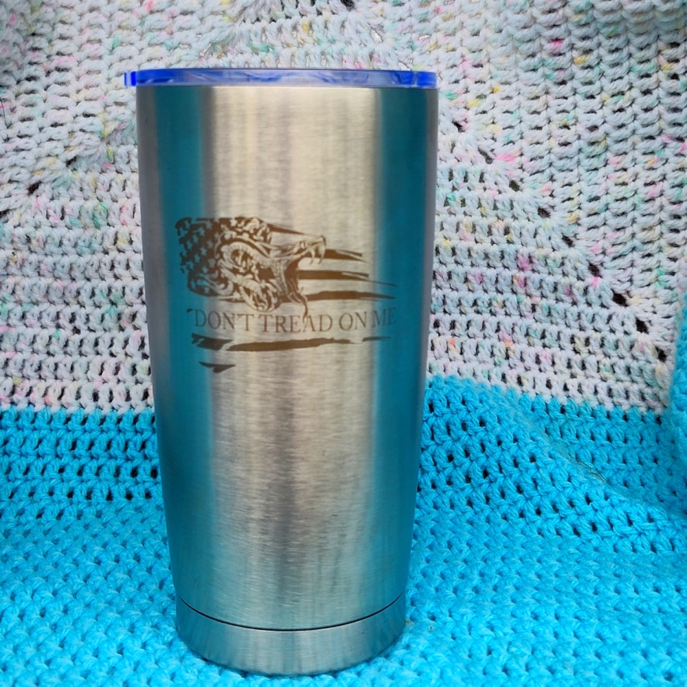 20 oz tumbler reads don't thread on me new lazered